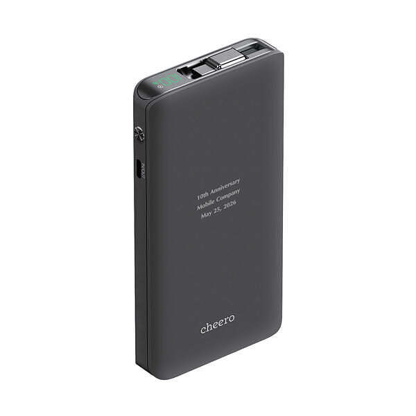 モバイルバッテリー ケーブル一体型 ブラック